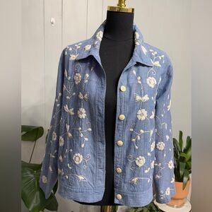 Christopher & Banks 100% Cotton Lining Jacket With Embroidered Floral